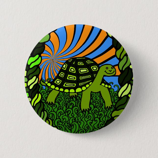 Glücklicher Schildkröte-Knopf Button (Vorderseite)