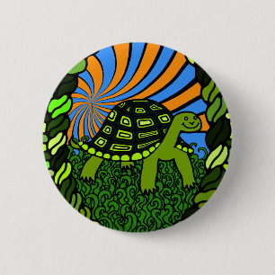Glücklicher Schildkröte-Knopf Button