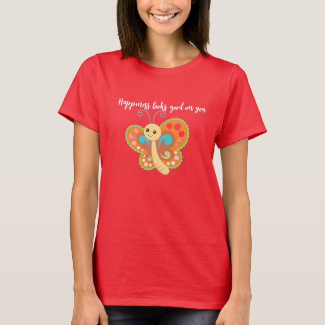 Glücklicher Schmetterling T-Shirt (Vorderseite)
