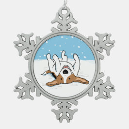 Glücklicher Schnee-Beagle - niedlicher Schneeflocken Zinn-Ornament