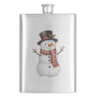 Glücklicher Schneemann  Flachmann