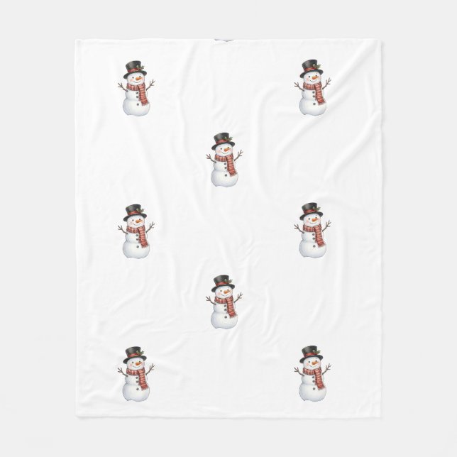 Glücklicher Schneemann Fleecedecke (Vorderseite)