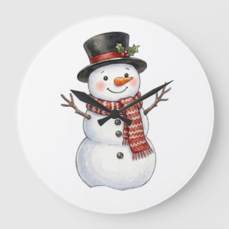 Glücklicher Schneemann Große Wanduhr