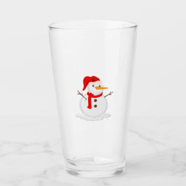 Glücklicher Schneemann mit Santa Hut Glas