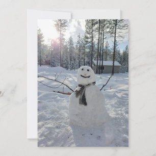 Glücklicher Schneemann originale Winterfotografie Feiertagskarte