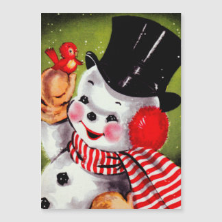 Glücklicher Schneemann Vintage-Feiertagskarte Magnetkarte