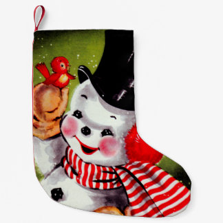 Glücklicher Schneemann Vintage Kleiner Weihnachtsstrumpf