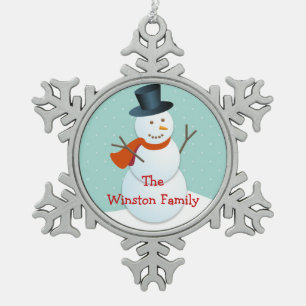 Glücklicher Schneemann Weihnachten Gruß Sake Schneeflocken Zinn-Ornament