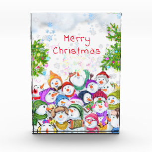 Glücklicher Schneemann Weihnachts-Foto-Block Fotoblock