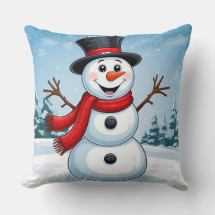 Glücklicher Schneemann Winter Festlich Gemütlich W Kissen