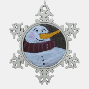 Glücklicher Schneemann Zinn Schneekristall Dekorat Schneeflocken Zinn-Ornament