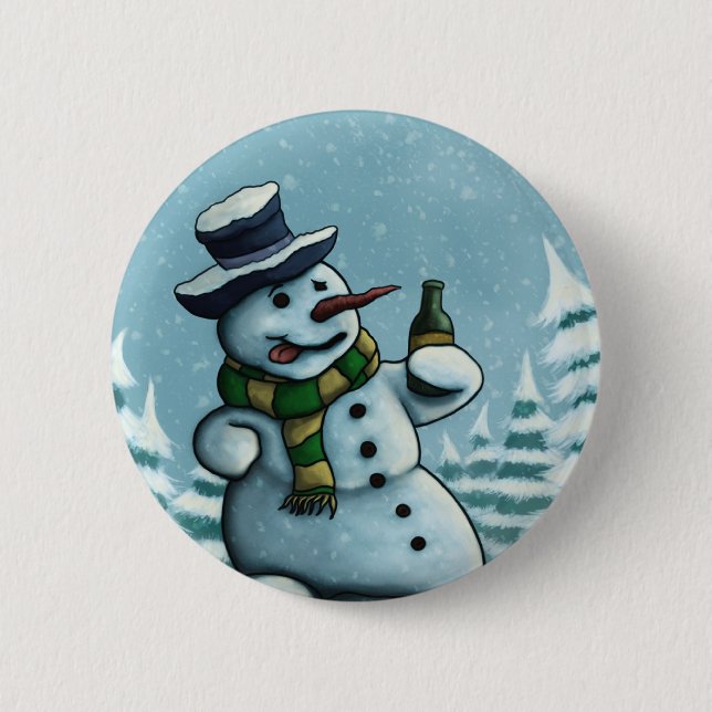 glücklicher Schneemannknopf Button (Vorderseite)