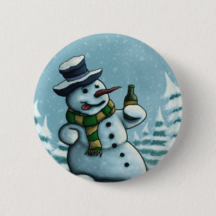 glücklicher Schneemannknopf Button