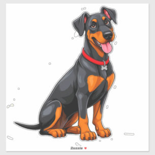Glücklicher Schwarz-Tan-Hund Aufkleber