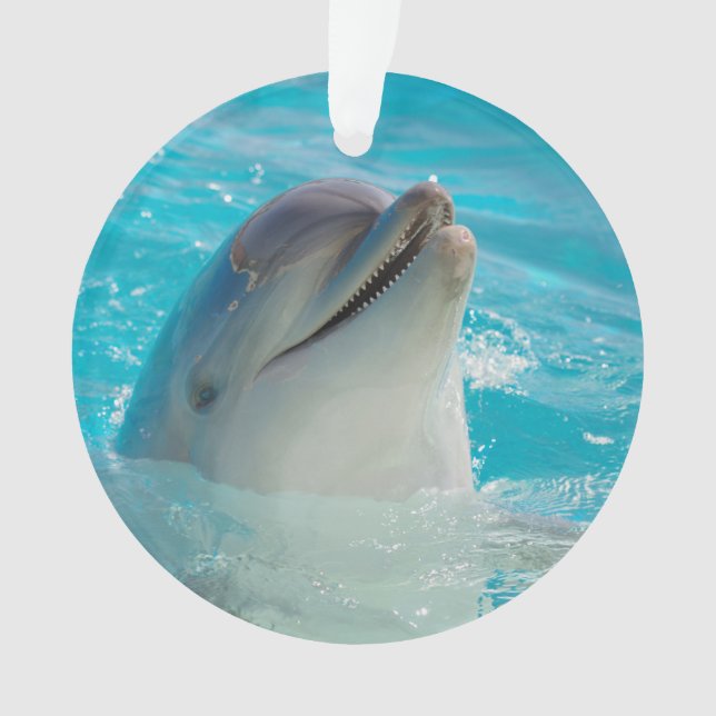 Glücklicher Schwimmen-Delphin Ornament (Vorderseite)