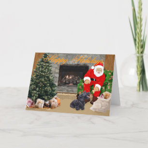 Glücklicher Scottish Terrier & Weihnachtsmann Feiertagskarte