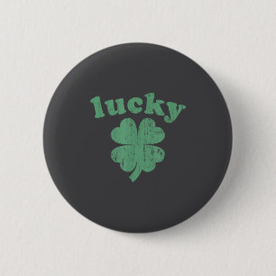 Glücklicher Shamrock 4-Blatt-Kleeblatt Retro Vinta Button