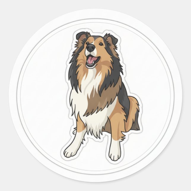 Glücklicher Sheltie Runder Aufkleber (Vorderseite)