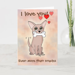 Glücklicher Snack Chihuahua Hund Valentinstag Kart Feiertagskarte