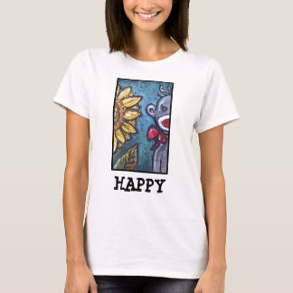 GLÜCKLICHER Socken-Affe und Sonnenblume T-Shirt