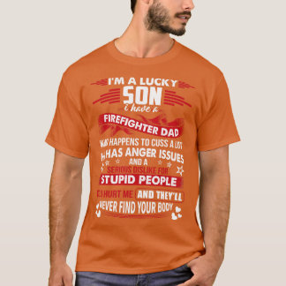 Glücklicher Sohn des Feuerwehrmanns Vater Feuerweh T-Shirt