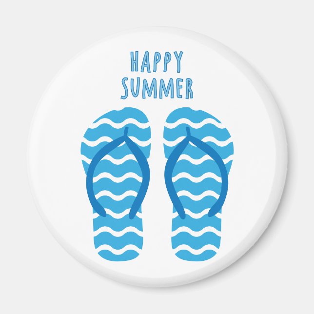 Glücklicher Sommer Magnet Mit Flip Flops (Vorne)