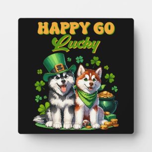 Glücklicher Sorgloser Süßer Husky St. Patricks Tag Fotoplatte