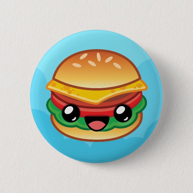 Glücklicher Sprungburger Button (Vorderseite)