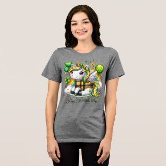 Glücklicher St. Patrick Damen Tri-Blend Shirt