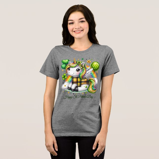 Glücklicher St. Patrick Damen Tri-Blend Shirt (Vorderseite voll)