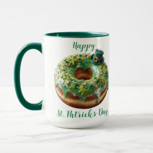 Glücklicher St. Patrick's Day Donut mit Koboldhut Tasse
