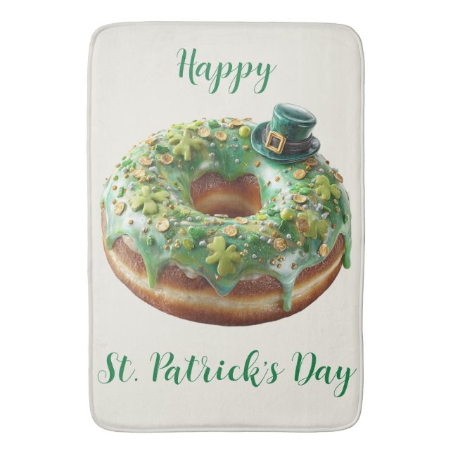 Glücklicher St. Patrick's Day Donut mit Leprechaun Badematte (Vorderseite Vertikal)