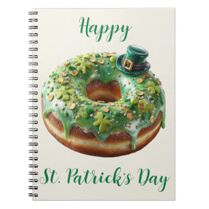 Glücklicher St. Patrick's Day Donut mit Leprechaun Notizblock