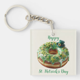 Glücklicher St. Patrick's Day Donut mit Leprechaun Schlüsselanhänger