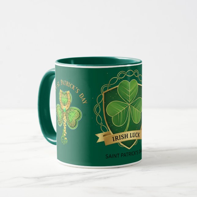 Glücklicher St. Patrick's Day Irisches Glück Shamr Tasse (Vorderseite Links)