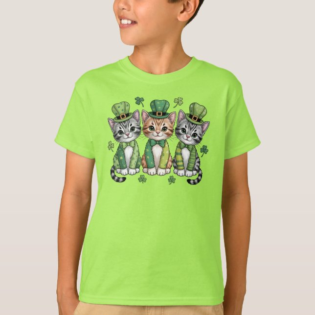 Glücklicher St. Patrick's Day Kätzchen-47474 T-Shirt (Vorderseite)
