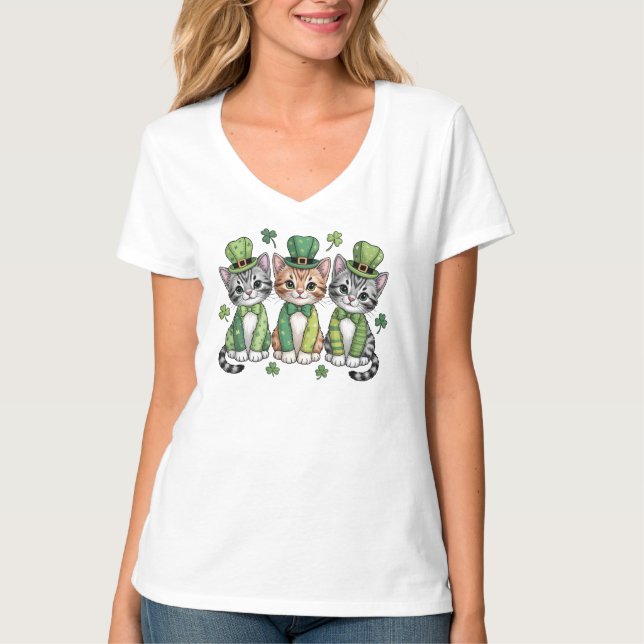 Glücklicher St. Patrick's Day Kätzchen-47474 T-Shirt (Vorderseite)