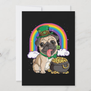Glücklicher St. Patrick's Day Mops-Hund Flachgrußk Karte