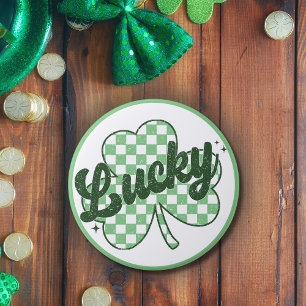 Glücklicher St. Patrick's Day Retro Shamrock Button