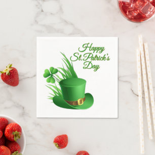 Glücklicher St. Patrick's Kobold-Nelkenhut im Gras Serviette