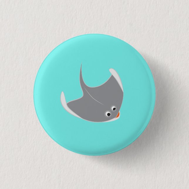 Glücklicher Stachelrochen Button (Vorderseite)