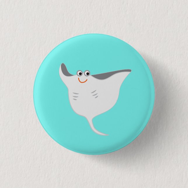 Glücklicher Stachelrochen Button (Vorderseite)