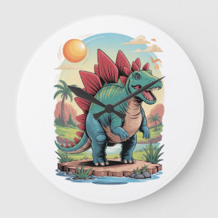 Glücklicher Stegosaurus Große Wanduhr