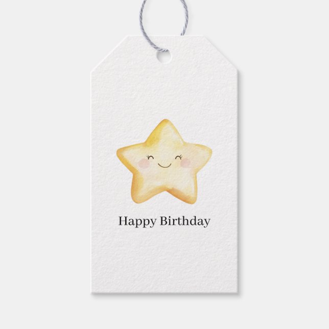 Glücklicher Stern-Geburtstag Geschenkanhänger (Vorderseite)