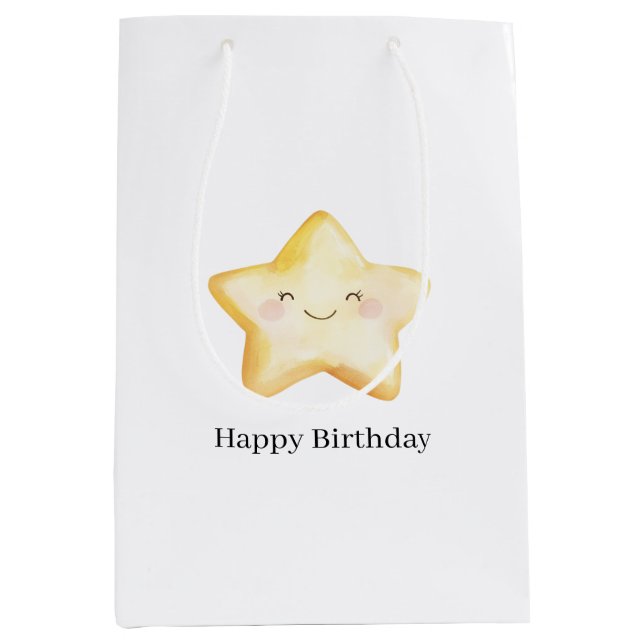 Glücklicher Stern Geburtstag Mittlere Geschenktüte (Vorderseite)