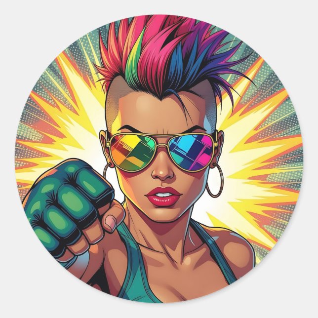 Glücklicher Stolz! Lgbtqia+ Monat Runder Aufkleber (Vorderseite)