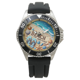 Glücklicher Strandort Muschel  Armbanduhr