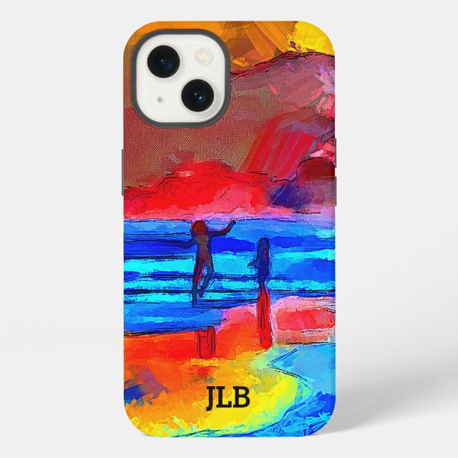 Glücklicher Strandtänzer Primärfarben iPhone Hülle (Rückseite)