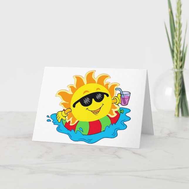 Glücklicher Sun im Pool Karte (Vorderseite)