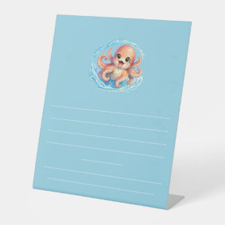 Glücklicher Süßer Oktopus Kawaii Meer Leben Illust Sockelschild